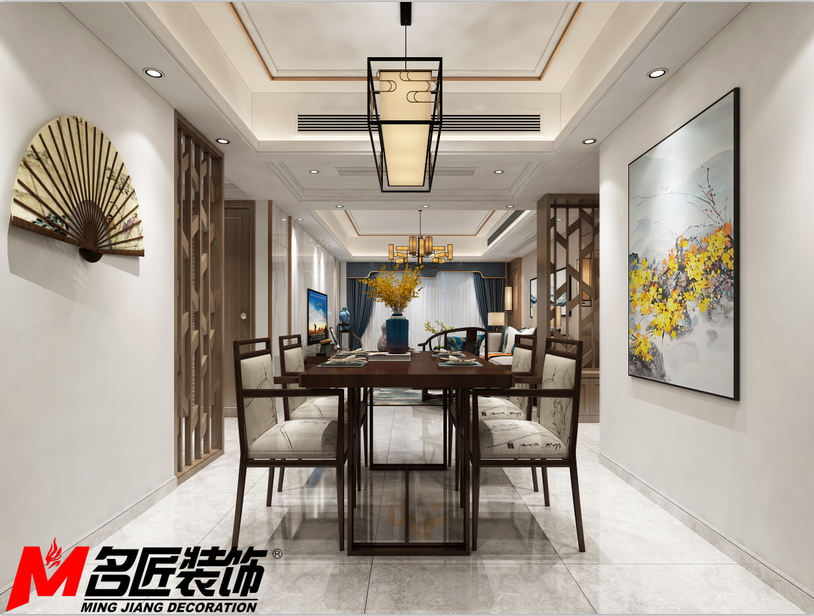 德陽(yáng)市東電三區(qū).新中式風(fēng)格三居室裝修案例